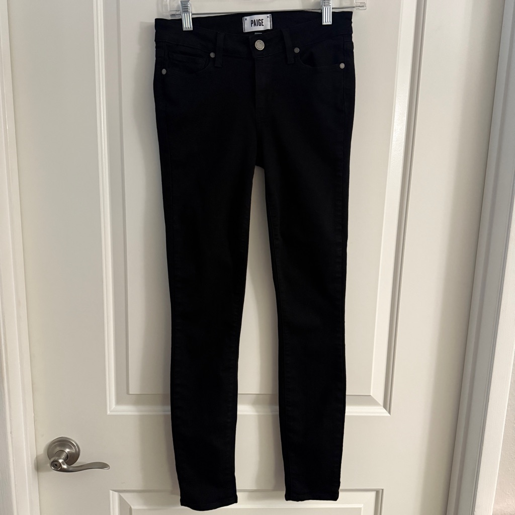Paige Jet Black Denim Skinny Jeans 27